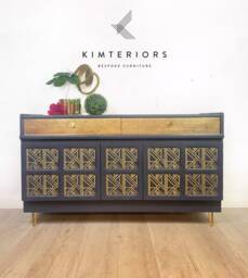 Now Sold - Navy Blue Nathan Art Deco Cocktail Cabinet, Drinks Bar, Sideboard