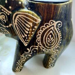 Elephant Tealight Candle Holder/Decorative Figurine Colourful Wooden Boho Hand-Painted Gift For Lovers - thumbnail 4