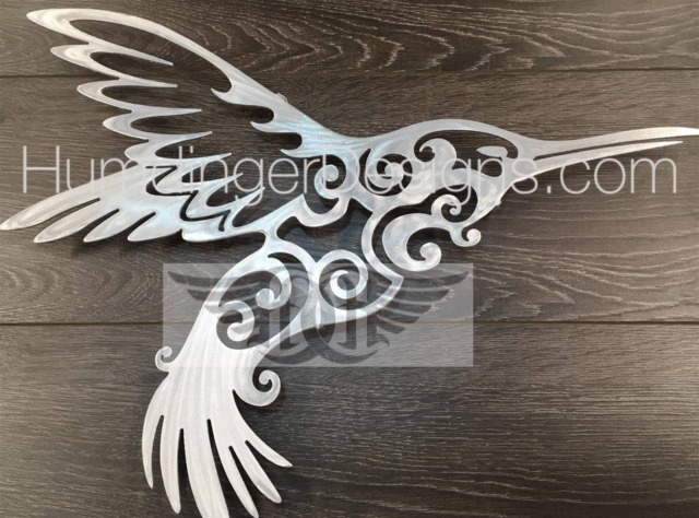 Hummingbird Metal Wall Art, Hand Ground Aluminum Decor - image 1