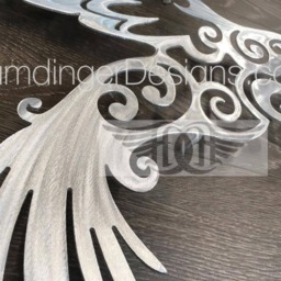 Hummingbird Metal Wall Art, Hand Ground Aluminum Decor - thumbnail 2