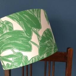 Scion Parlour Palm Gecko Green Drum Lampshade - Table Or Ceiling Pendant Handmade - thumbnail 2