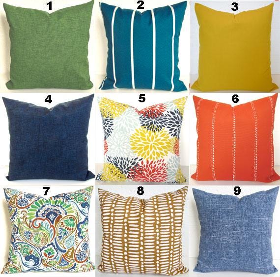 Turquoise Pillows Coral Outdoor Throw Pillow Covers Orange Green Indoor Seashells Coastal Red Pillows .all Sizes - image 1