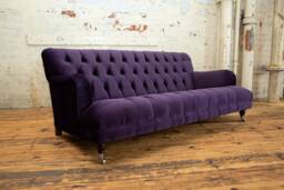 3 Seater Purple Velvet Chesterfield Sofa, British Handmade