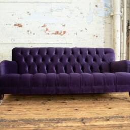 3 Seater Purple Velvet Chesterfield Sofa, British Handmade - thumbnail 2