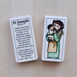 st Joseph Patron Saint Block With Gift Bag // Foster Father Of Jesus, The Universal Church Catholic Toys By Almondrod