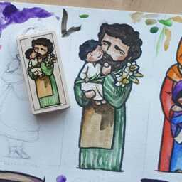 st Joseph Patron Saint Block With Gift Bag // Foster Father Of Jesus, The Universal Church Catholic Toys By Almondrod - thumbnail 2