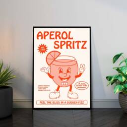 Retro Cartoon Cocktail Prints, Cocktails Print, Character Aperol Spritz Poster - thumbnail 2