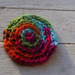 Miniature Handmade Hand Crafted Sweet Round Doll House Crocheted Rug. Southwestern Multi Colored #festiveetsyfinds - thumbnail 2