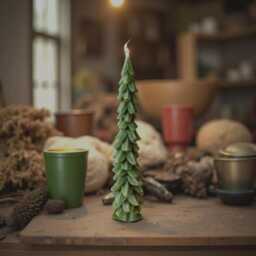 Drip Free Beeswax Pine Tree Taper Candle- Home Decor - Sustainable Chemical Free - thumbnail 3