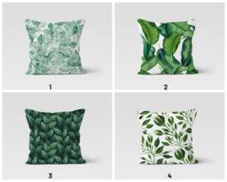 Green Flower Cushion Cover/Garden Monstera Throw Pillow Case/Housewarming Gift/Patio, Farmhouse Style Pillow/Summer Trend