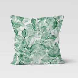 Green Flower Cushion Cover/Garden Monstera Throw Pillow Case/Housewarming Gift/Patio, Farmhouse Style Pillow/Summer Trend - thumbnail 2