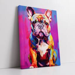French Bulldog Fun Animal Dog Pet Lover Abstract Oil Painting Wall Art, Framed Canvas Poster Print, Home Kitchen Office Room Decor, Gifts - thumbnail 2