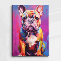 French Bulldog Fun Animal Dog Pet Lover Abstract Oil Painting Wall Art, Framed Canvas Poster Print, Home Kitchen Office Room Decor, Gifts - thumbnail 3