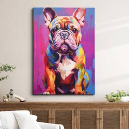 French Bulldog Fun Animal Dog Pet Lover Abstract Oil Painting Wall Art, Framed Canvas Poster Print, Home Kitchen Office Room Decor, Gifts - thumbnail 1