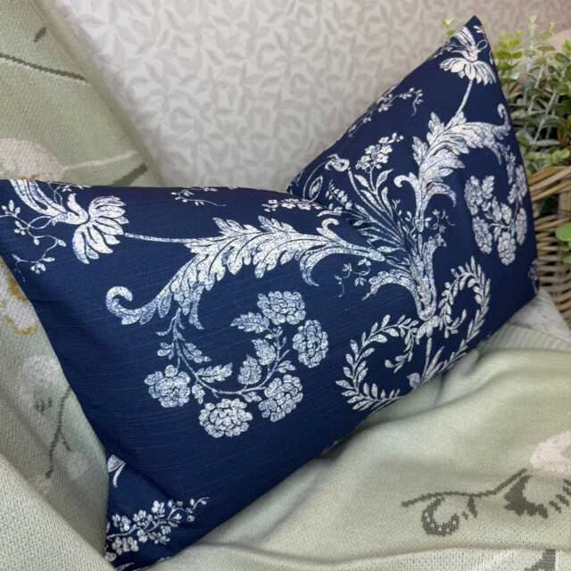 Navy Blue Throw Pillow Cover - Laura Ashley Josette Fabric Accent -Global Shipping - image 1