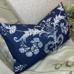 Navy Blue Throw Pillow Cover - Laura Ashley Josette Fabric Accent -Global Shipping - thumbnail 1