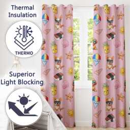 Cute Summer Dog Light Pink Background Ice Cream Starfish Seamless Pattern Readymade Eyelet Ring Top Thermal 100% Blackout Curtains - thumbnail 3