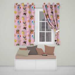 Cute Summer Dog Light Pink Background Ice Cream Starfish Seamless Pattern Readymade Eyelet Ring Top Thermal 100% Blackout Curtains - thumbnail 1