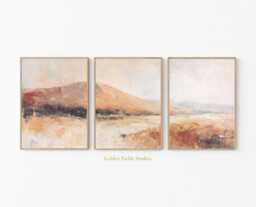 Terracotta Desert Poster Set Of 3 Boho Earth Tone Landscape Wall Art - thumbnail 1