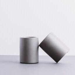Round Concrete Toothbrush Holder, Circular Minimalist Bathroom Cup, Modern Grey Stand, Industrial Vanity Organizer, Handmade Set - thumbnail 3