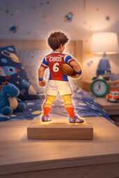 Personalised Rugby Night Light - Custom Name Lamp Kids Bedroom Led Gift - thumbnail 1