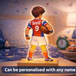 Personalised Rugby Night Light - Custom Name Lamp Kids Bedroom Led Gift - thumbnail 3