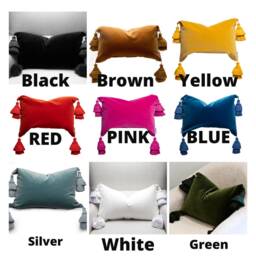 Brown Velvet Pillow - Cover With Tassels Caramel Accent For Couch - thumbnail 3