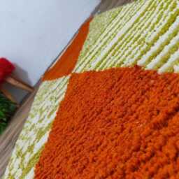 Handwoven Beni Ourain Runner Rug Authentic Berber Wool, Orange & White - thumbnail 4