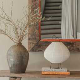 Linen Japandi Table Lamp Wabi Sabi Bedside Light, Modern Rattan Ambient Home Decor Lighting - thumbnail 3