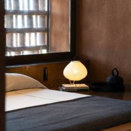 Linen Japandi Table Lamp Wabi Sabi Bedside Light, Modern Rattan Ambient Home Decor Lighting - thumbnail 2