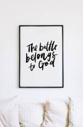 The Battle Belongs To God, Christian Art, 4 Colours Available, Lettered Wall Minimalist Decor, Modern Religious Decor - thumbnail 1
