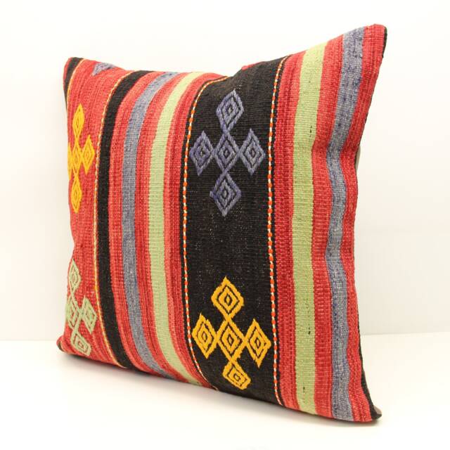 Handmade Kilim Pillow Cover 24x24, Rustic Home Decor - image 1