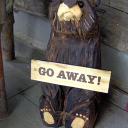Chainsaw Carved Wood Sitting Bear With Sign - thumbnail 3