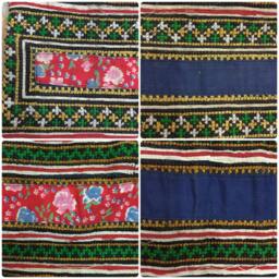 Vintage Handmade Tribal Hmong Embroidered Hemp Cotton Pillow Cover - thumbnail 3