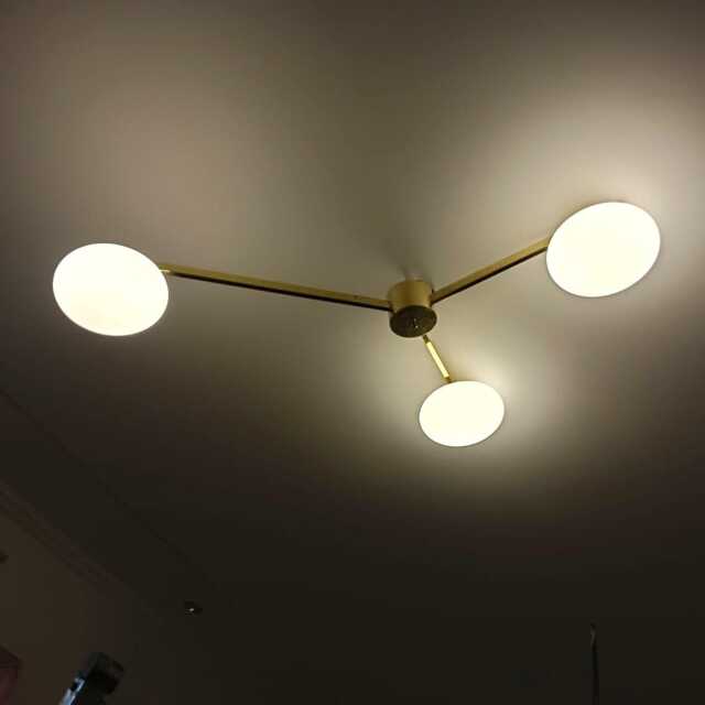 Mid-Century 3 Light Glass Globe Pendant Lelli Style Dining Room Fixture Brass Ceiling Chandelier Lighting - image 1