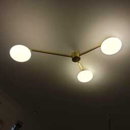 Mid-Century 3 Light Glass Globe Pendant Lelli Style Dining Room Fixture Brass Ceiling Chandelier Lighting - thumbnail 1