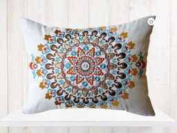 Embroidered Medallion Pillow Cover, Kravet Rust Brown Fabric - thumbnail 1
