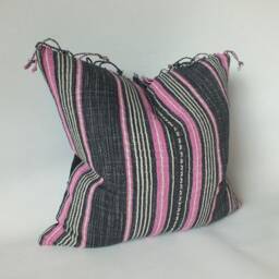 "Vintage Hmong Handwoven Pillow Cover Bohemian Textile, Pastel Stripes, 20""x20" - thumbnail 3