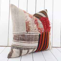 Turkish Kilim Pillow Cover Vintage Anatolian Home Decor - 20x20 Inch - thumbnail 3