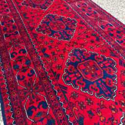 Handmade Bukhara Afghan Runner Rug Vintage Hallway Entryway Wool Rug - 9.8x2.6 Ft - thumbnail 2