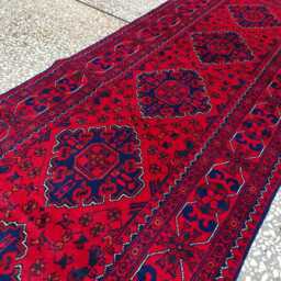 Handmade Bukhara Afghan Runner Rug Vintage Hallway Entryway Wool Rug - 9.8x2.6 Ft - thumbnail 4