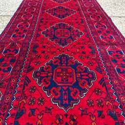 Handmade Bukhara Afghan Runner Rug Vintage Hallway Entryway Wool Rug - 9.8x2.6 Ft - thumbnail 3
