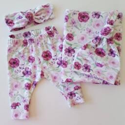 Purple Swaddle Blanket & Neborn Hat Or Headband Set. Newborn Girl Take Home Photo Prop. Baby Shower Gift - thumbnail 4