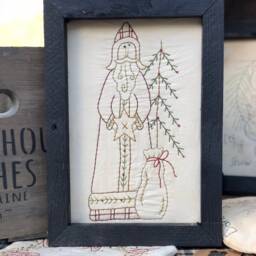 Father Christmas Primitive Stitchery Framed Print - thumbnail 2