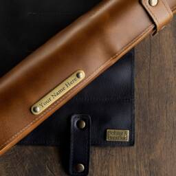 Leather Brush Roll, Artist Pen Case, Stationery Organizer, Handcrafted Tool Holder - thumbnail 3