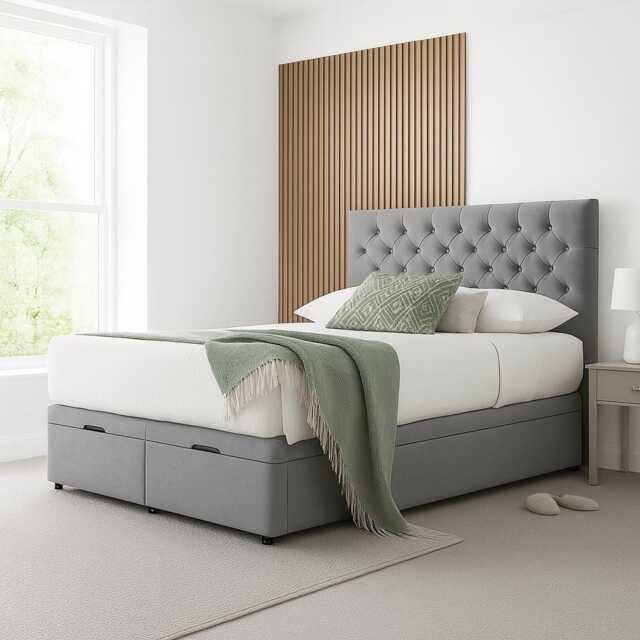 Plush Velvet Chesterfield Ottoman Bed With 54 - image 1