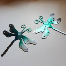 "Dragonfly Metal Wall Art Decor Teal Tainted Pair 7"" X 6 3/4" - thumbnail 3
