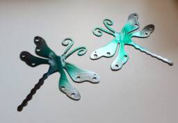 "Dragonfly Metal Wall Art Decor Teal Tainted Pair 7"" X 6 3/4" - thumbnail 1