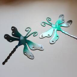 "Dragonfly Metal Wall Art Decor Teal Tainted Pair 7"" X 6 3/4" - thumbnail 2