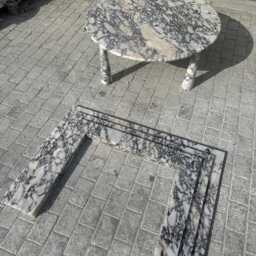 Handmade Calacatta Viola Marble Fireplace Mantel & Coffee Table Set - thumbnail 4